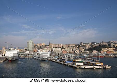 Cruise ships docked in urban pier View Large Photo Image Stock Photo - Cruise ships docked in urban pier. Fotosearch