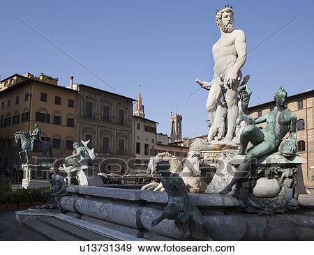Fontana di Nettuno in town square View Large Photo Image Stock Photo - Fontana di Nettuno in town square. Fotosearch