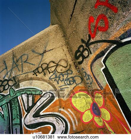 Stock Image - Graffiti on World War II bunker. Fotosearch