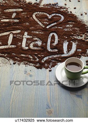 I love Italy written in coffee grounds View Large Photo Image Stock Photography - I love Italy written in coffee grounds. Fotosearch