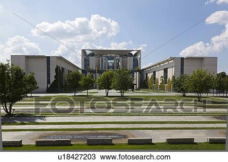 Stock Image - Landscaping of modern building. Fotosearch