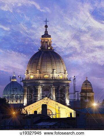 Stock Photography - Ornate dome lit up at night. Fotosearch