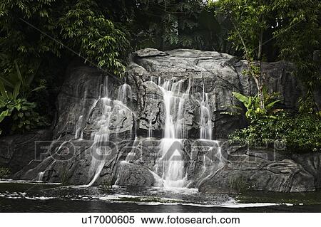 Rocky waterfall in forest lake View Large Photo Image Stock Photography - Rocky waterfall in forest lake. Fotosearch