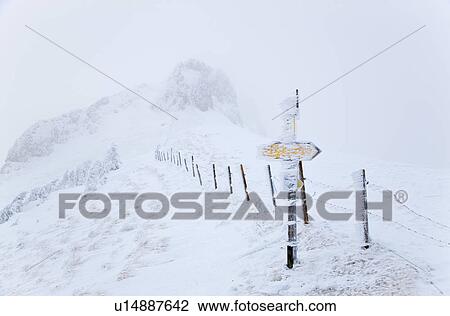 Stock Image - Rural road sign obscured by snow. Fotosearch
