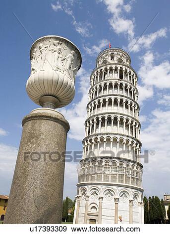 Stock Photo - Statue with Tower of Pisa. Fotosearch