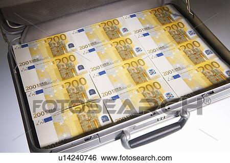 Stock Photograph - Suitcase full of Euro bills. Fotosearch