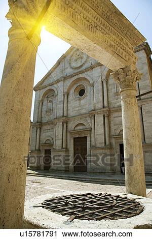 Stock Image - Sun shining through ornate archway. Fotosearch