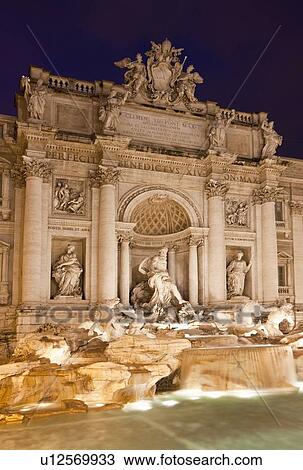 Trevi Fountain lit up at night View Large Photo Image Stock Image - Trevi Fountain lit up at night. Fotosearch
