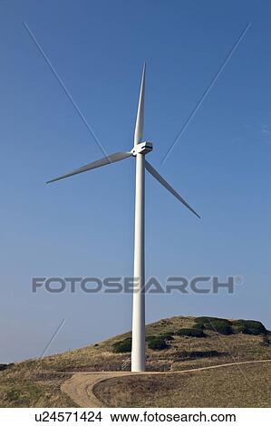 Picture - Windmill on rural dirt path. Fotosearch