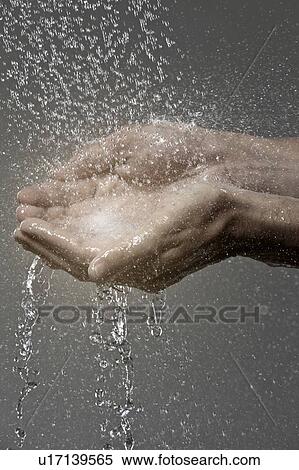 Woman catching water in cupped hands View Large Photo Image Stock Photography - Woman catching water in cupped hands. Fotosearch