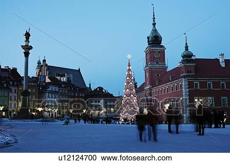 Castle Square, Sigismund's Column and Royal Castle in Christmas time View Large Photo Image Stock Image - Castle Square, Sigismund's Column and Royal Castle in Christmas time. Fotosearch