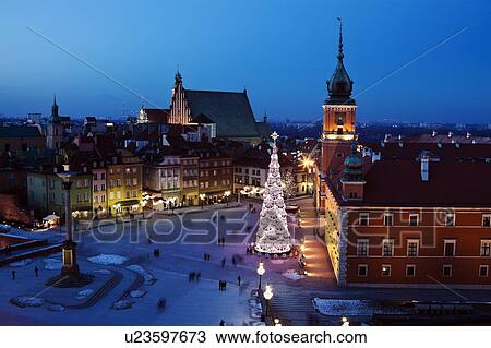 Castle Square, Sigismund's Column and Royal Castle in Christmas time View Large Photo Image Stock Image - Castle Square, Sigismund's Column and Royal Castle in Christmas time. Fotosearch