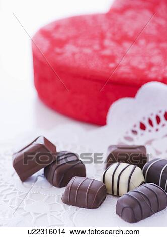Picture - Close up of Valentine's Day chocolates, studio shot. Fotosearch