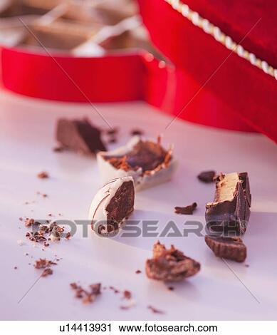 Stock Image - Close up of Valentine's Day chocolates, studio shot. Fotosearch