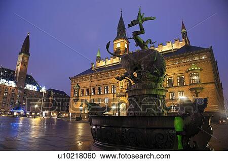Copenhagen City Hall at dusk View Large Photo Image Stock Image - Copenhagen City Hall at dusk. Fotosearch
