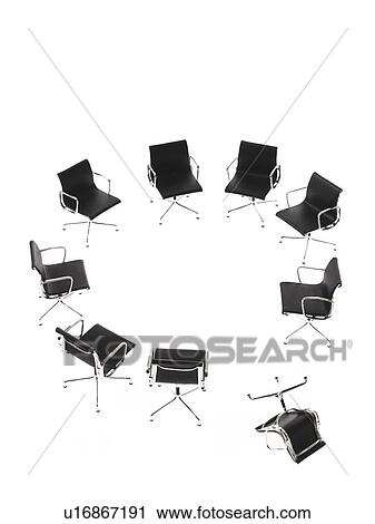 Corporate chairs forming circle on white background, one upside down View Large Photo Image Stock Image - Corporate chairs forming circle on white background, one upside down. Fotosearch