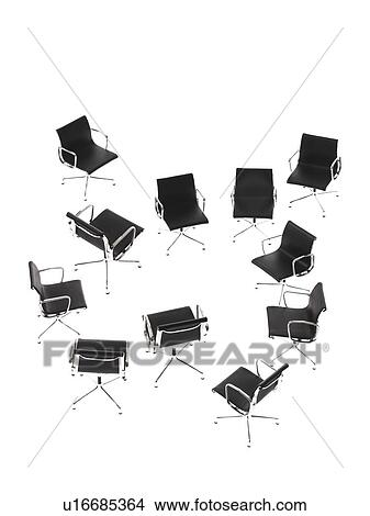 Corporate chairs forming irregular pattern on white background View Large Photo Image Picture - Corporate chairs forming irregular pattern on white background. Fotosearch