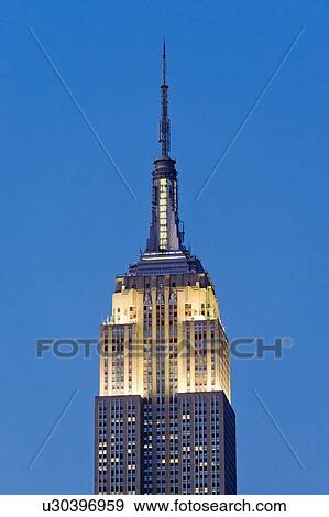 Empire State Building at dusk View Large Photo Image Stock Photo - Empire State Building at dusk. Fotosearch