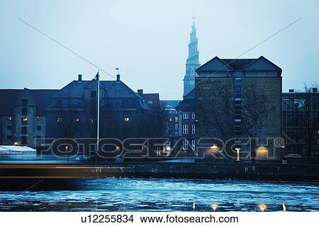 Picture - Frozen canal with Church of Our Saviour in background. Fotosearch