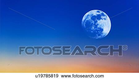 Full moon on evening sky View Large Photo Image Stock Photo - Full moon on evening sky. Fotosearch