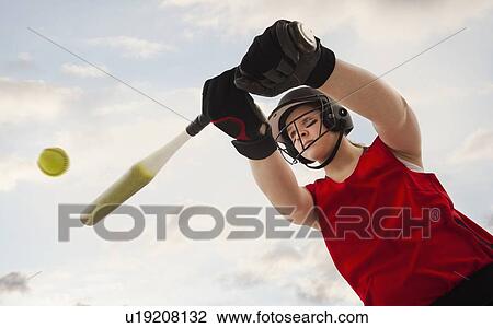 Girl (12-13) plying softball View Large Photo Image Stock Image - Girl (12-13) plying softball. Fotosearch