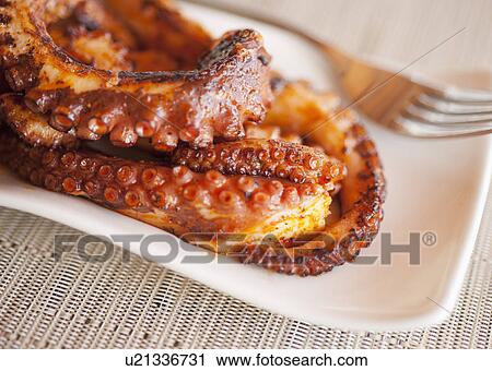 Grilled octopus View Large Photo Image Stock Image - Grilled octopus. Fotosearch