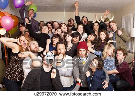 Group portrait at party View Large Photo Image Stock Image - Group portrait at party. Fotosearch