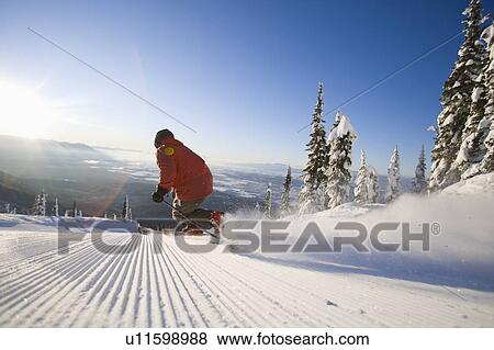 Man skiing in mountain scenery View Large Photo Image Stock Photo - Man skiing in mountain scenery. Fotosearch