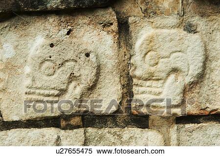 Mayan carvings representing human skulls View Large Photo Image Stock Photography - Mayan carvings representing human skulls. Fotosearch