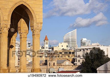 Mohammad al Amin Mosque and downtown View Large Photo Image Stock Image - Mohammad al Amin Mosque and downtown . Fotosearch