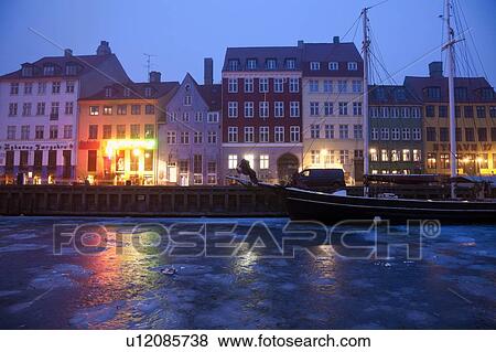 Nyhavn district on early winter morning View Large Photo Image Stock Photo - Nyhavn district on early winter morning. Fotosearch