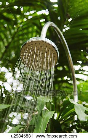 Stock Image - Outdoor shower. Fotosearch