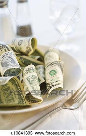 Paper currency on dinner plate, studio shot View Large Photo Image Stock Image - Paper currency on dinner plate, studio shot. Fotosearch