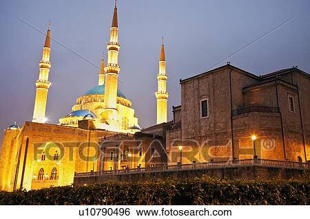 Stock Photograph - Place d'Etoile, Mohammad al Amin Mosque. Fotosearch