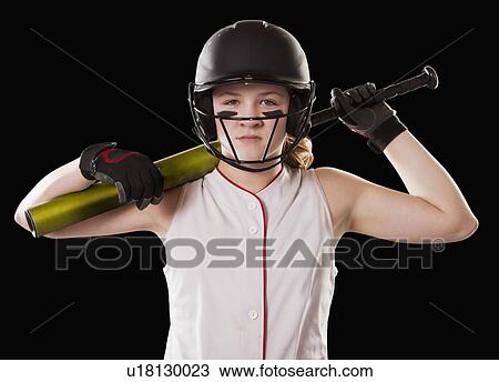 Portrait of girl (12-13) plying softball, studio shot View Large Photo Image Stock Image - Portrait of girl (12-13) plying softball, studio shot. Fotosearch