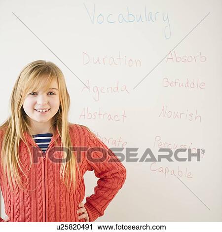 Portrait of girl in front of whiteboard View Large Photo Image Stock Image - Portrait of girl in front of whiteboard. Fotosearch