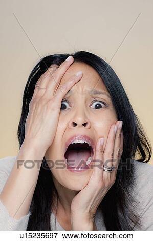 Portrait of screaming woman View Large Photo Image Stock Photo - Portrait of screaming woman. Fotosearch