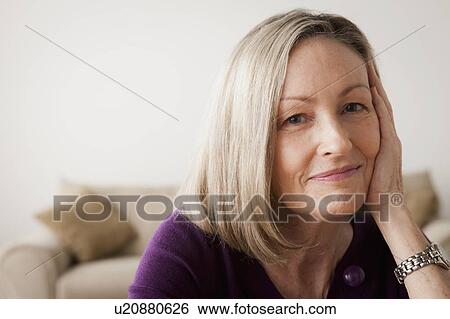Portrait of smiling senior woman View Large Photo Image Stock Photograph - Portrait of smiling senior woman. Fotosearch