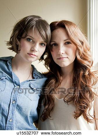Stock Photo - Portrait of two young women. Fotosearch