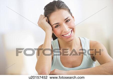 Portrait of woman smiling View Large Photo Image Stock Image - Portrait of woman smiling. Fotosearch