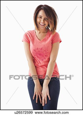 Portrait of young happy woman View Large Photo Image Stock Photo - Portrait of young happy woman. Fotosearch