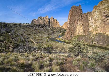 Stock Image - Smith Rock and Crooked River. Fotosearch