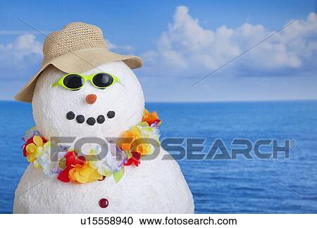 Stock Image - Snowman at sea. Fotosearch