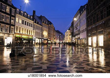 Picture - Street scene at dusk. Fotosearch