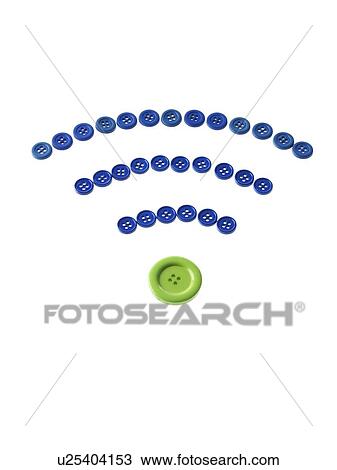 Stock Image - Studio shot of blue and green buttons. Fotosearch