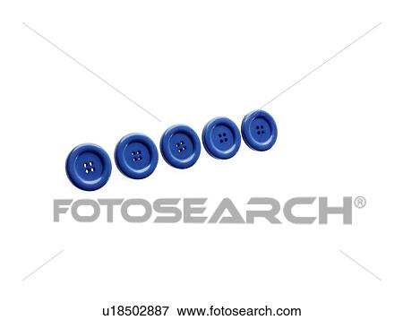 Stock Photo - Studio shot of blue buttons in a row. Fotosearch