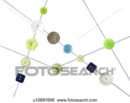 Stock Photograph - Studio shot of diagram made of thread and buttons. Fotosearch