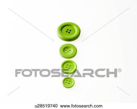 Stock Image - Studio shot of green buttons in a row. Fotosearch
