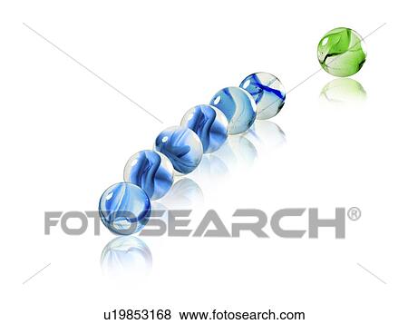 Stock Photo - Studio shot of green marbles arranged in Exclamation Point. Fotosearch