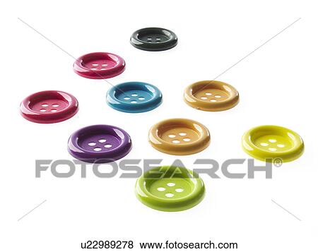 Stock Photo - Studio shot of medium group of multi colored buttons. Fotosearch